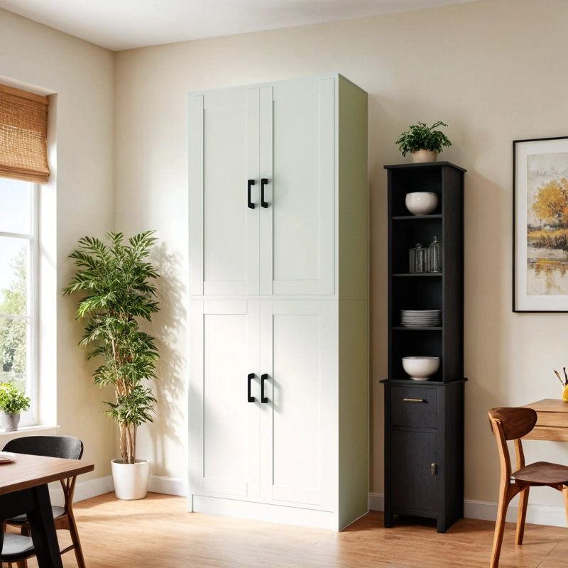 Ebern Designs Kitchen Pantry Cabinet, 71" Tall Kitchen Pantry Storage ...